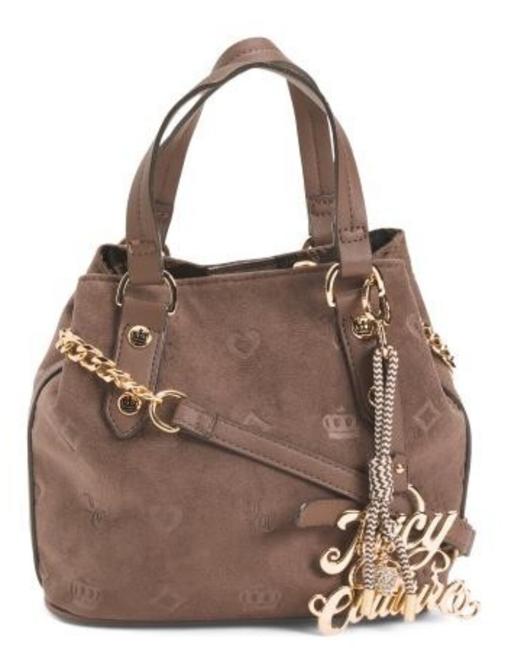 NWT Juicy Couture Brown Suede Tote Handbag with Gold Hardware